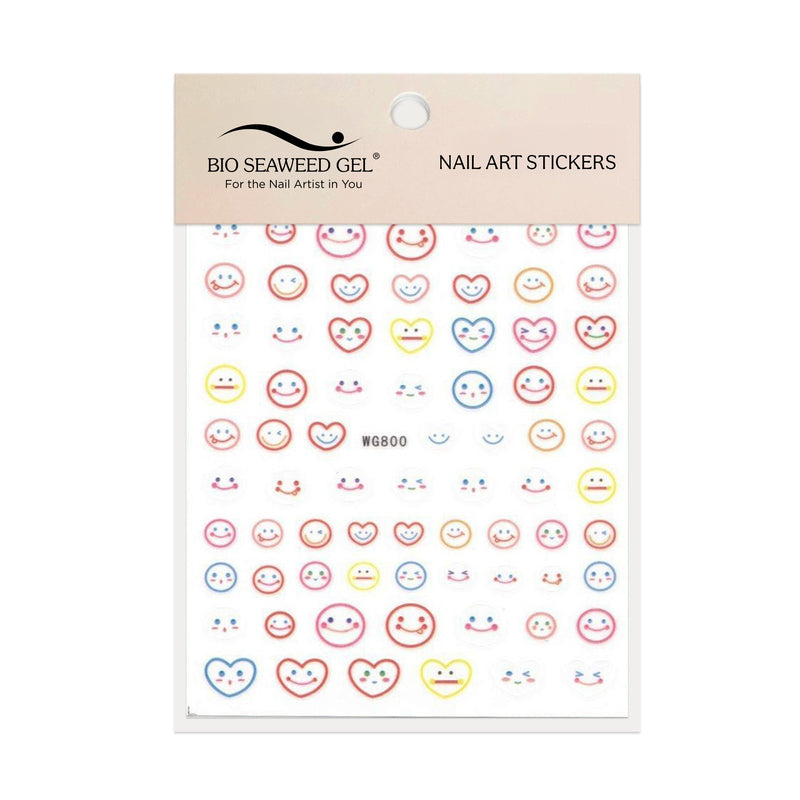 Kawaii Smiley Face Nail Art Stickers - Bio Seaweed Gel USA