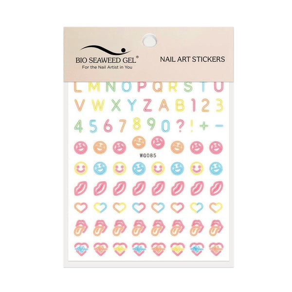 Neon Smiley Face Nail Art Stickers - Bio Seaweed Gel USA