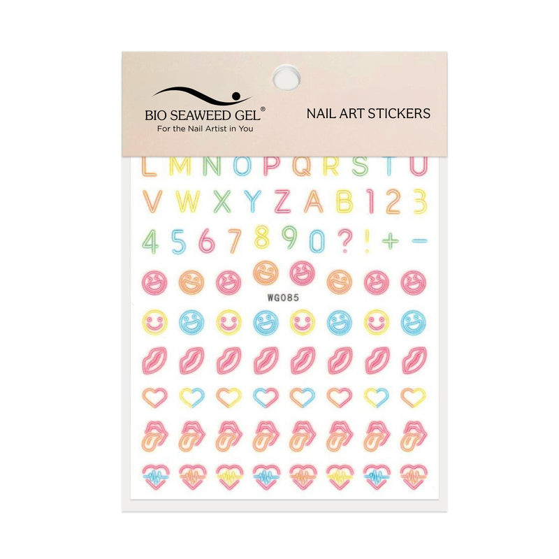 Neon Smiley Face Nail Art Stickers - Bio Seaweed Gel USA