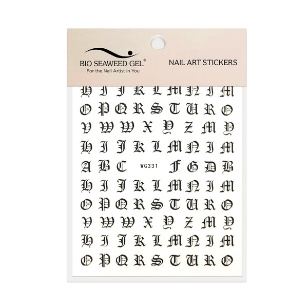 Old English Letters Nail Art Stickers - Bio Seaweed Gel USA