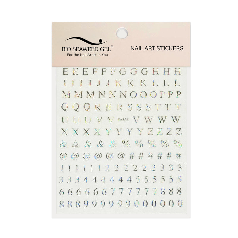 Roman Letters and Numbers Nail Art Stickers - Bio Seaweed Gel USA