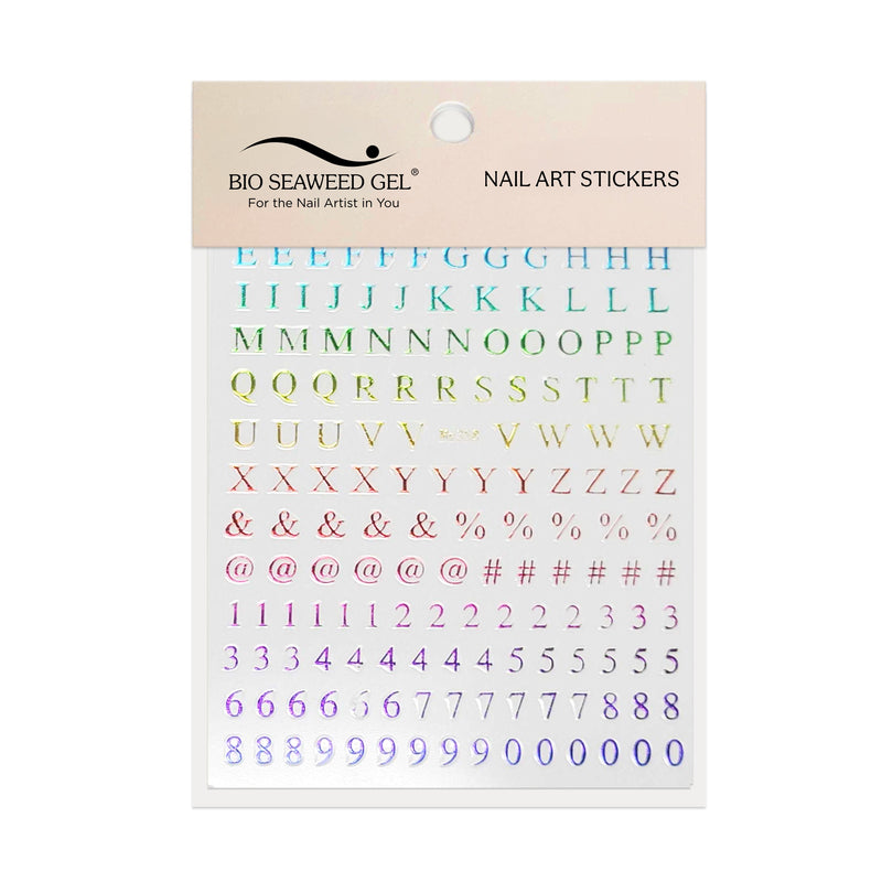 Roman Letters and Numbers Nail Art Stickers - Bio Seaweed Gel USA