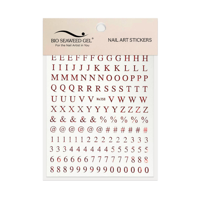 Roman Letters and Numbers Nail Art Stickers - Bio Seaweed Gel USA